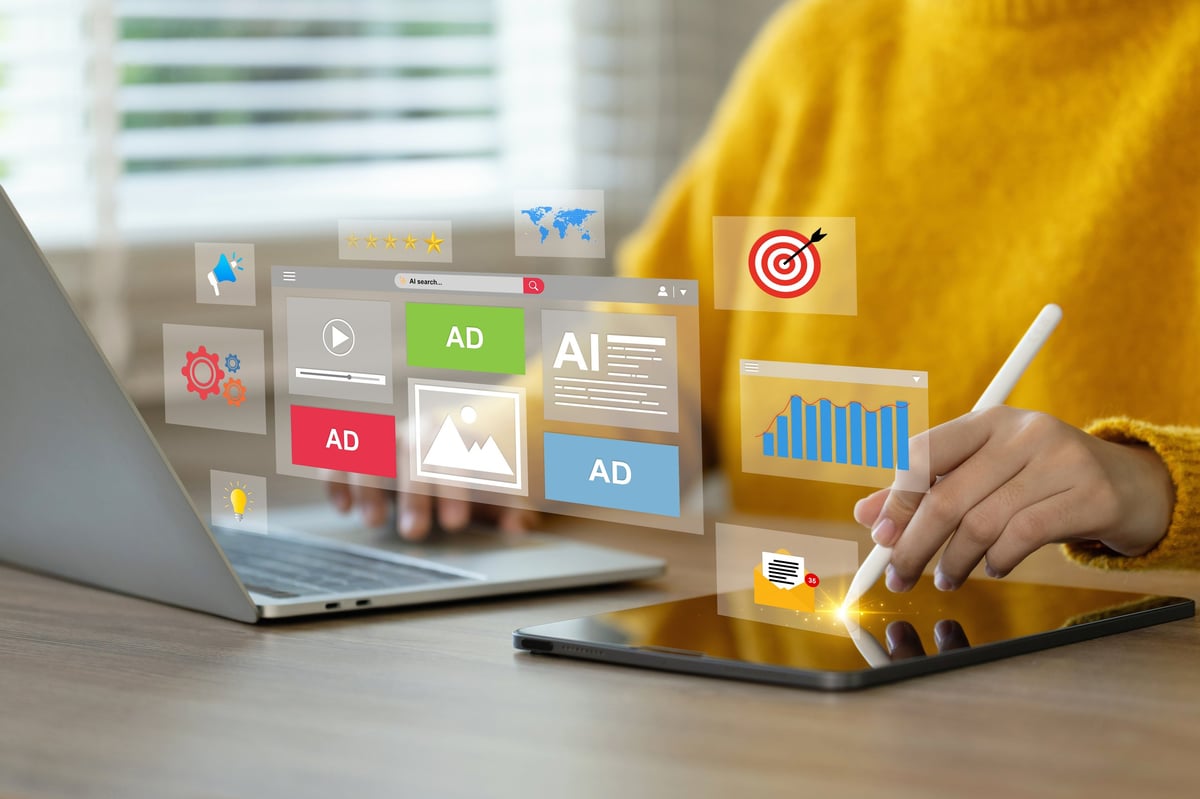 Woman analysing digital marketing performance on a laptop